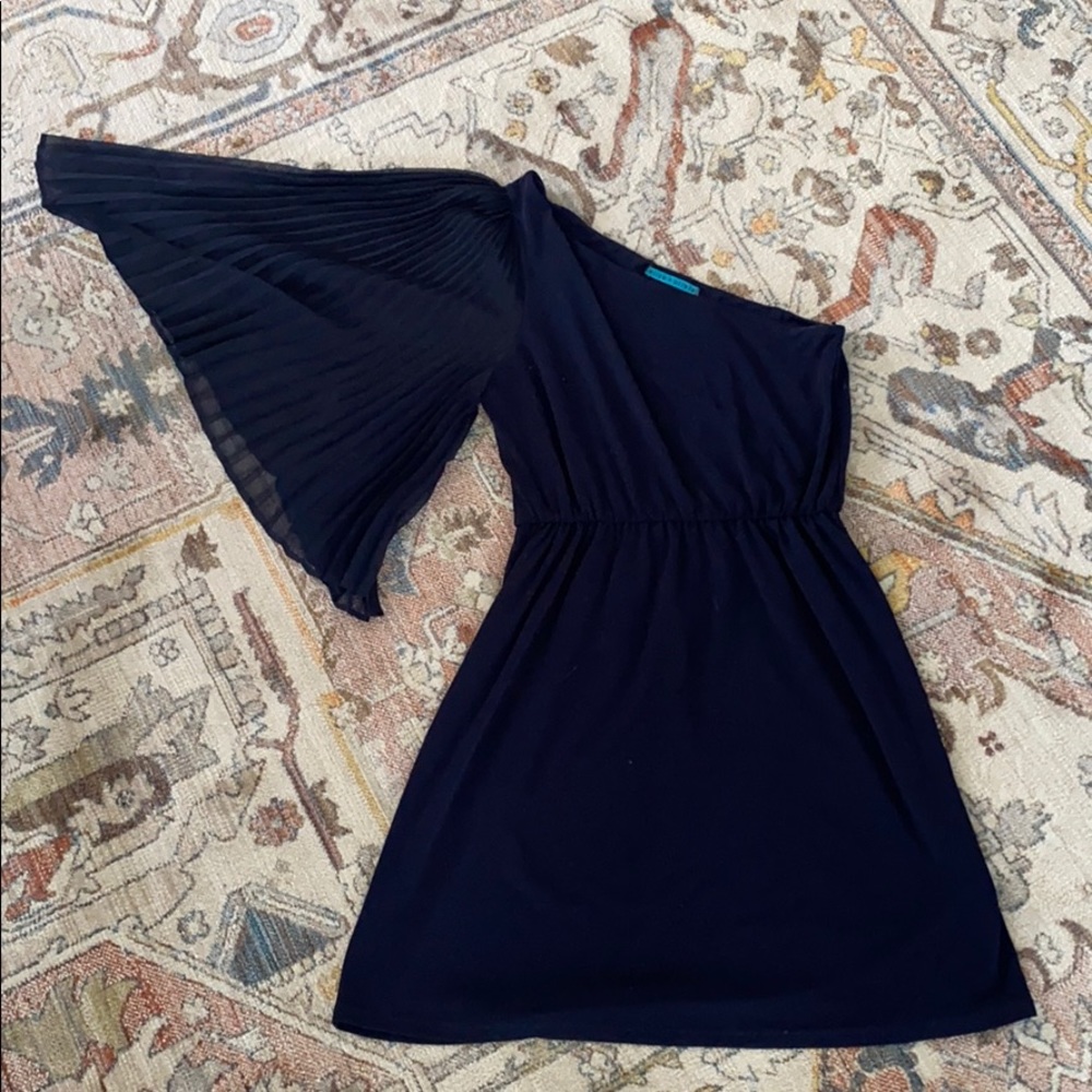 Alice & Olivia Navy One-Shoulder Dress